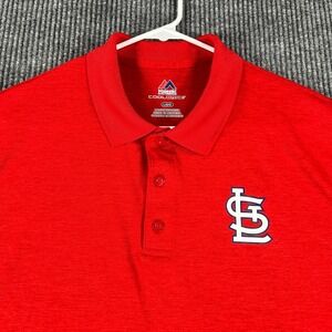 St. Louis Cardinals Polo Shirt Mens Large Red Short Sleeve MLB Baseball Majestic
